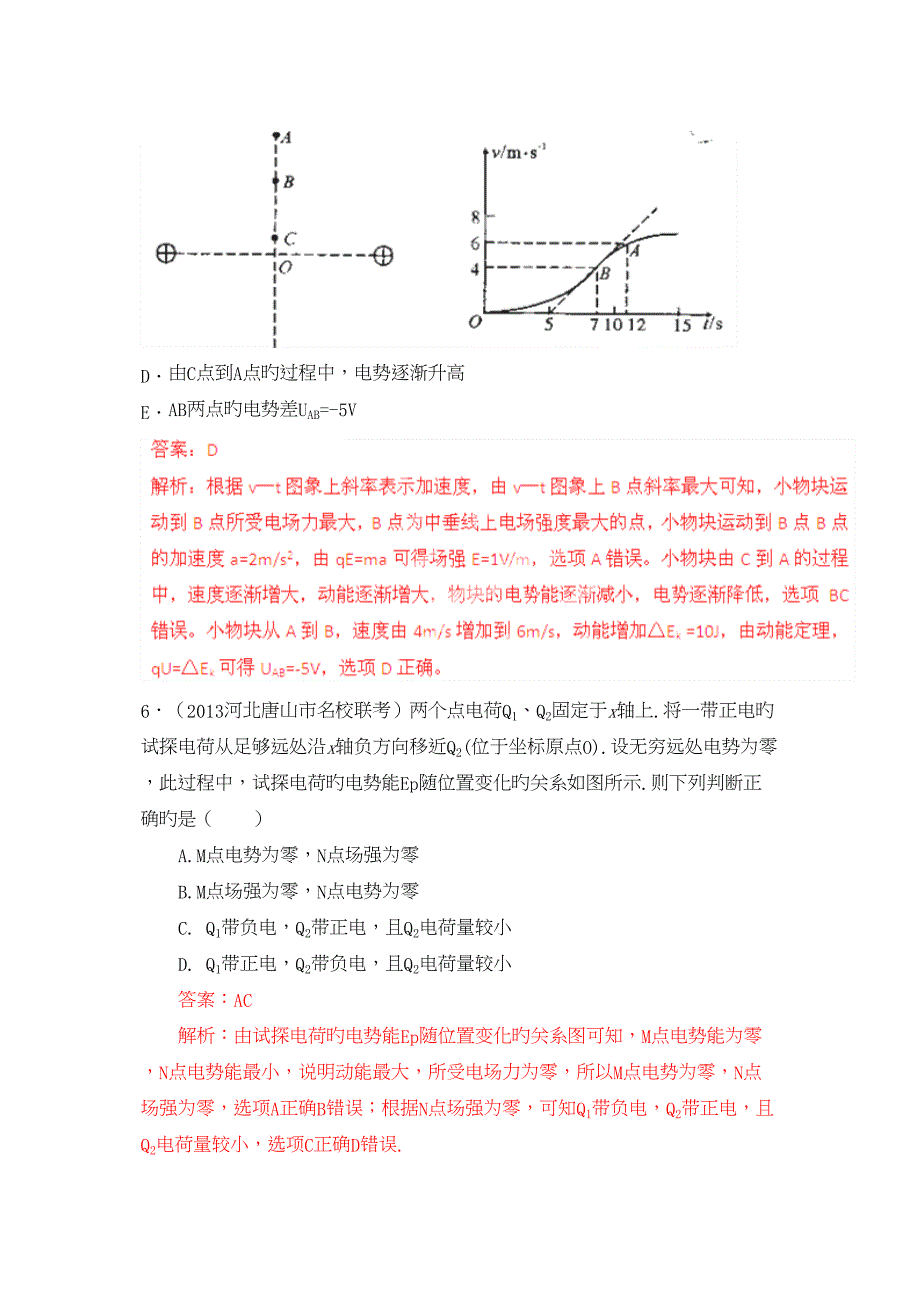 2019高考物理高频考点重点新题精选专题23电场图象_第4页