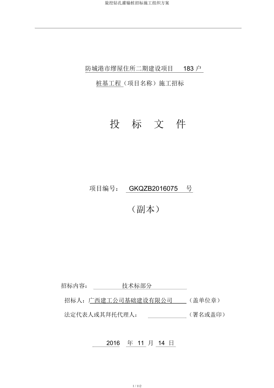 旋挖钻孔灌注桩投标施工组织方案.docx_第1页