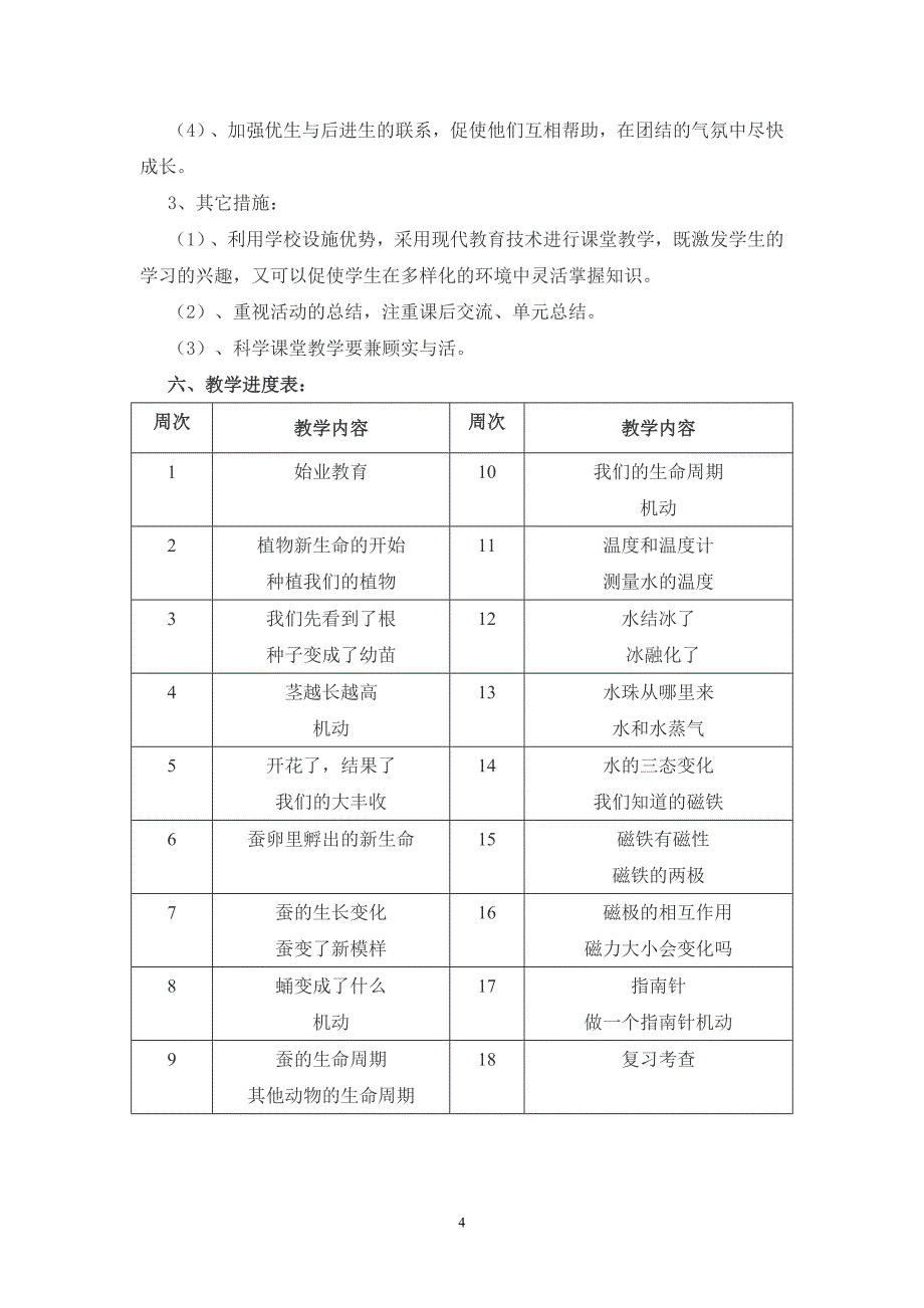 三年级下册科学教学计划_第4页