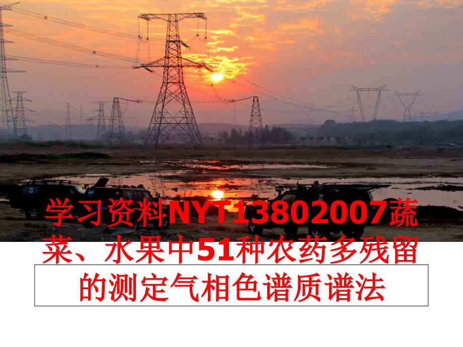 最新学习资料nyt1380蔬菜水果中51种农药多残留的测定气相色谱质谱法ppt课件_第1页