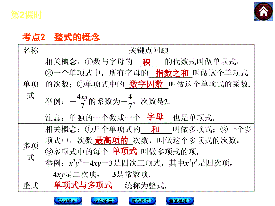 安徽省2014年中考数学专题复习课件第2课时整式与因式分解_第4页