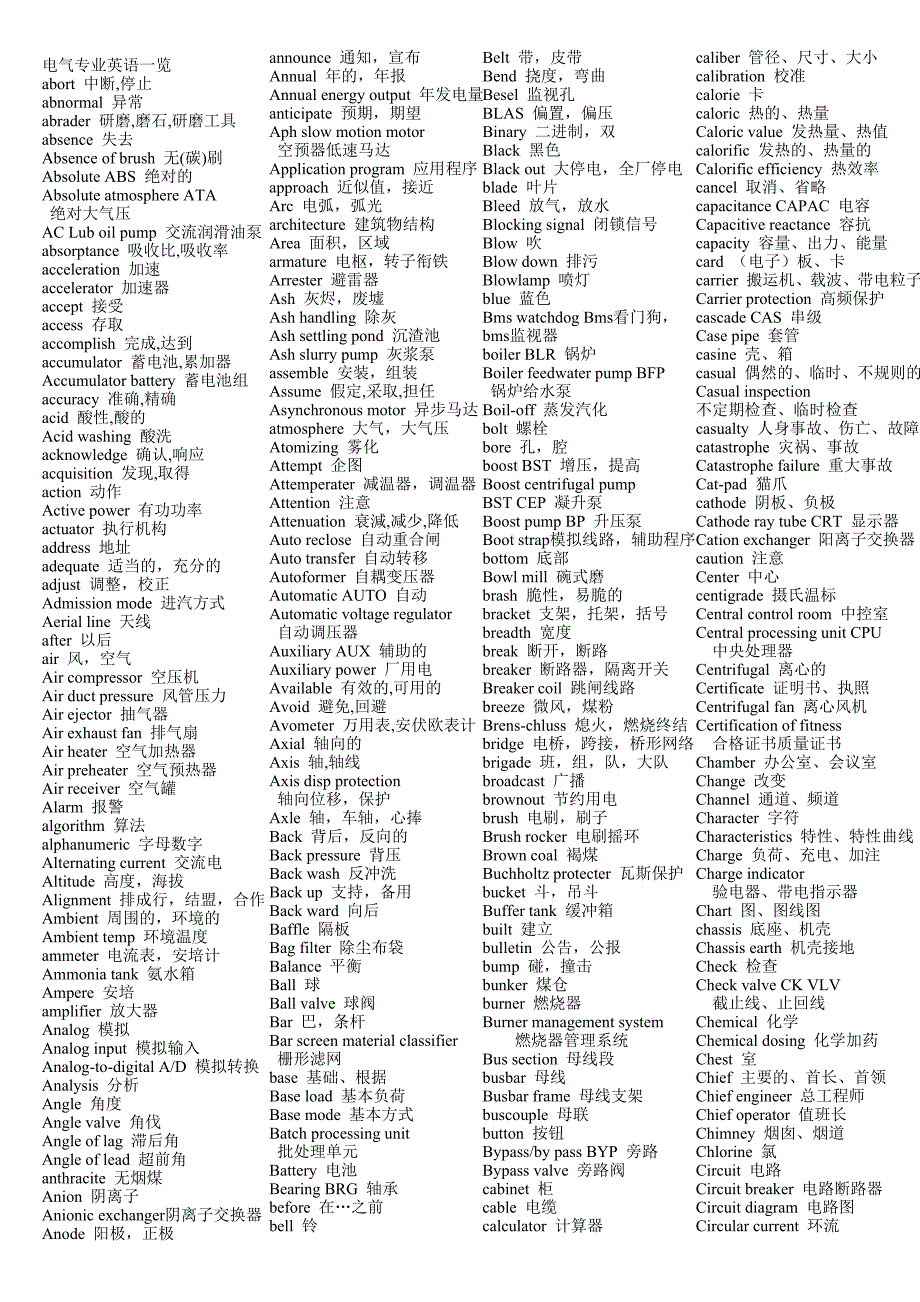 电气专业英语一览.doc_第1页