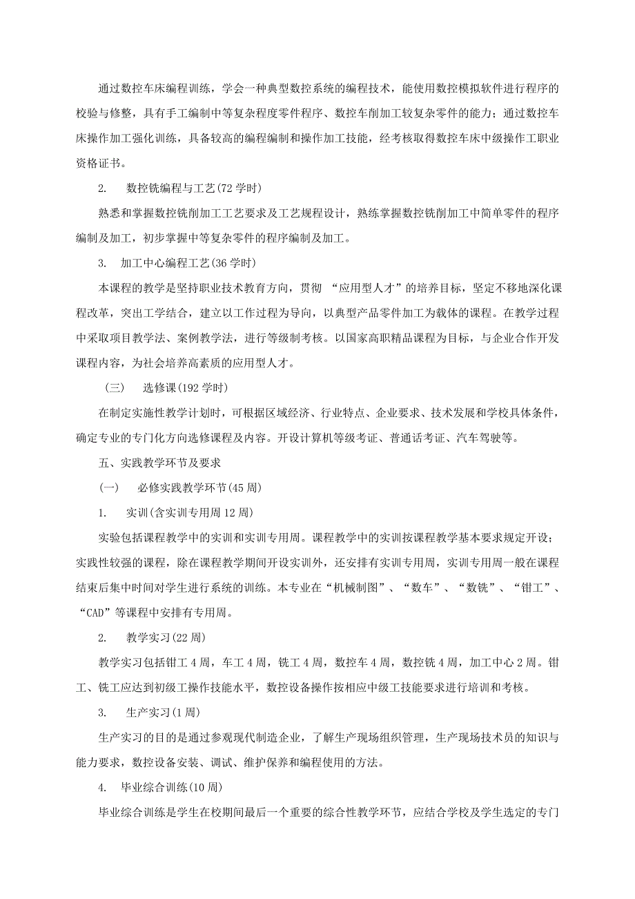 数控技术应用专业教学大纲_第4页