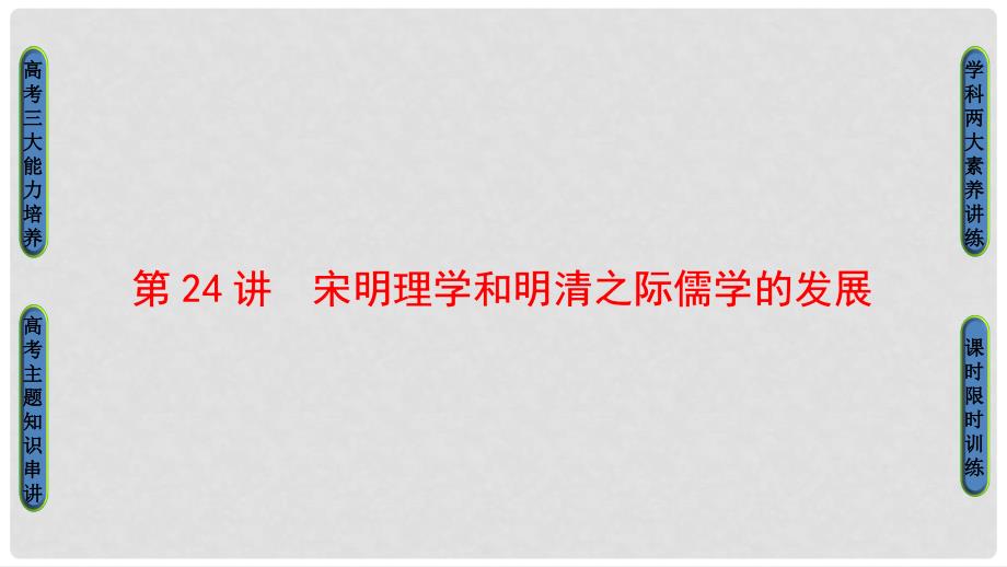 高考历史一轮复习 第12单元 中国传统文化主流思想的演变 第24讲 宋明理学和明清之际儒学的发展课件 北师大版_第1页