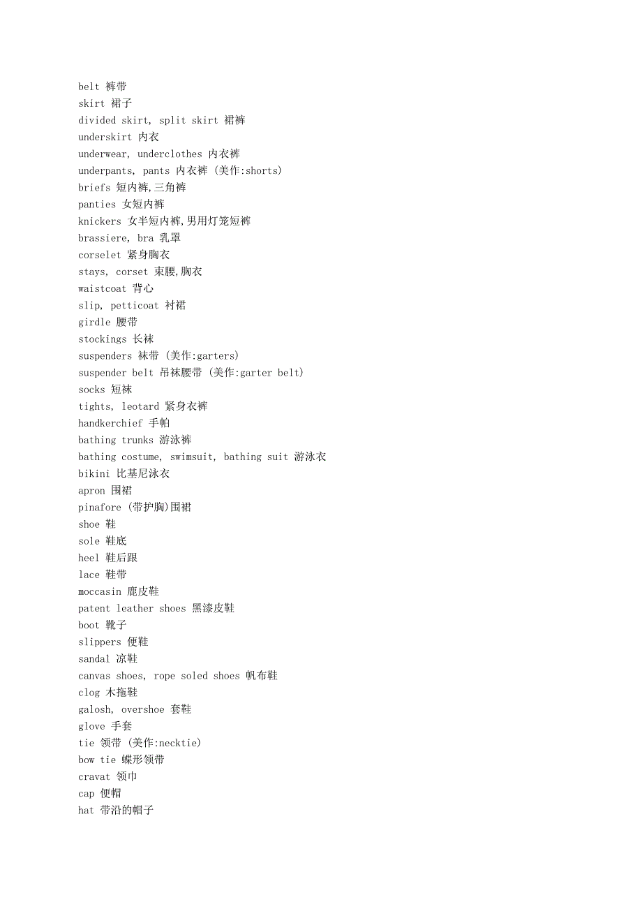 英语分类词汇Clothing 服装.doc_第3页
