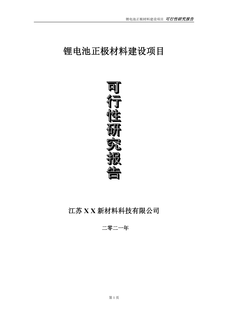 锂电池正极材料项目可行性研究报告-立项方案_第1页