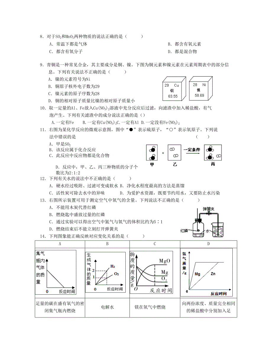 广东省惠州市惠城区 度第一学期化学期末教学质量检测_第2页