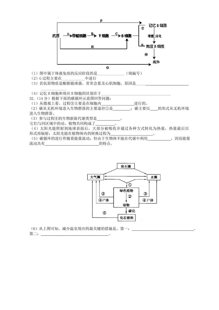 高中生物必修3综合测试卷二_第5页