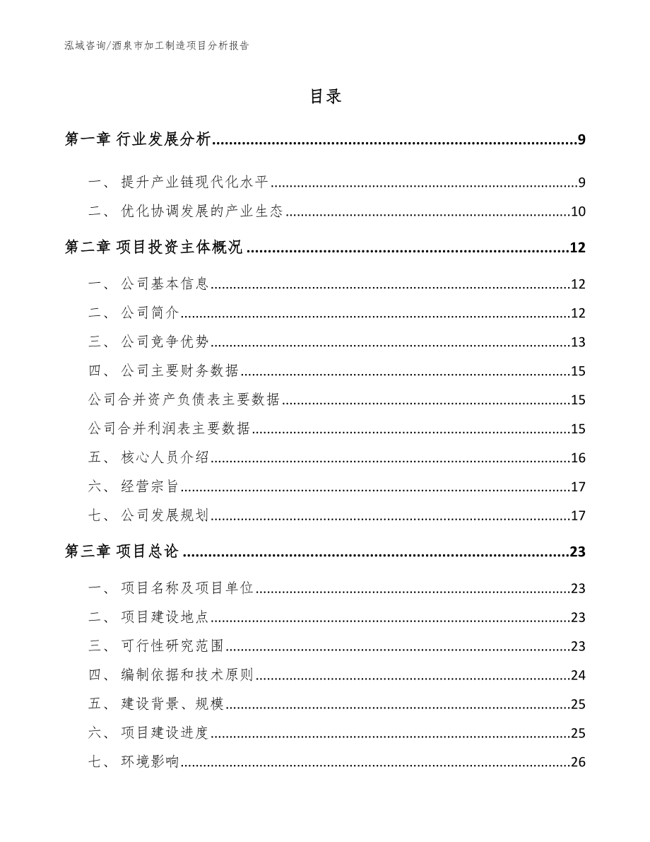 酒泉市加工制造项目分析报告（范文模板）_第2页