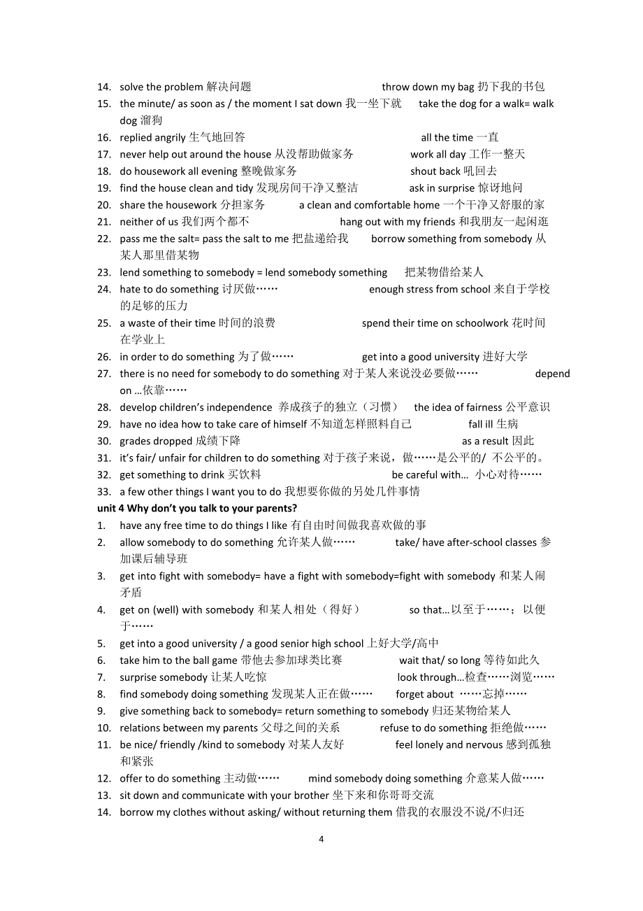 新人教版八年级下unit110必背短语_第4页