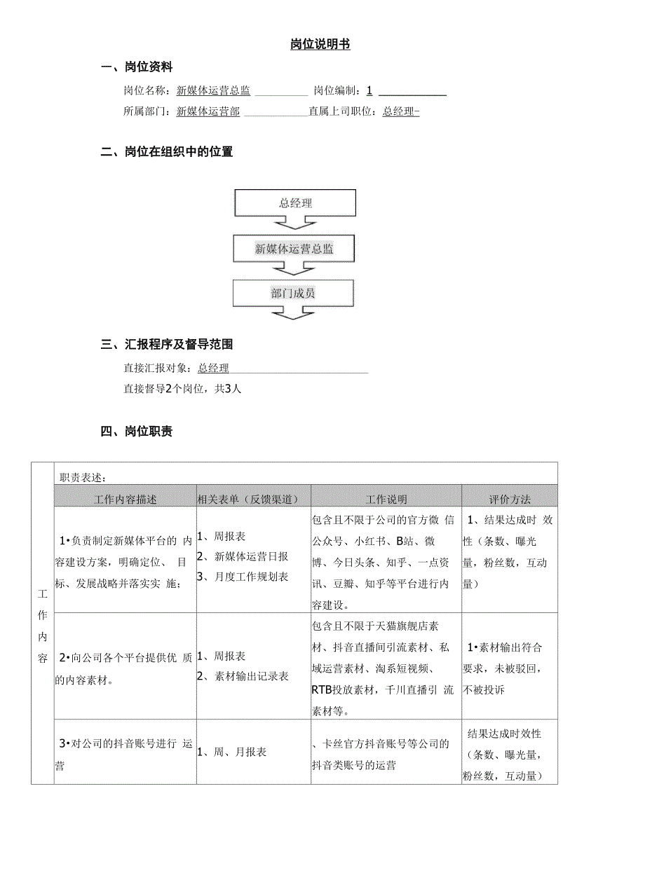 新媒体运营总监岗位职责书及绩效表(终版)_第2页