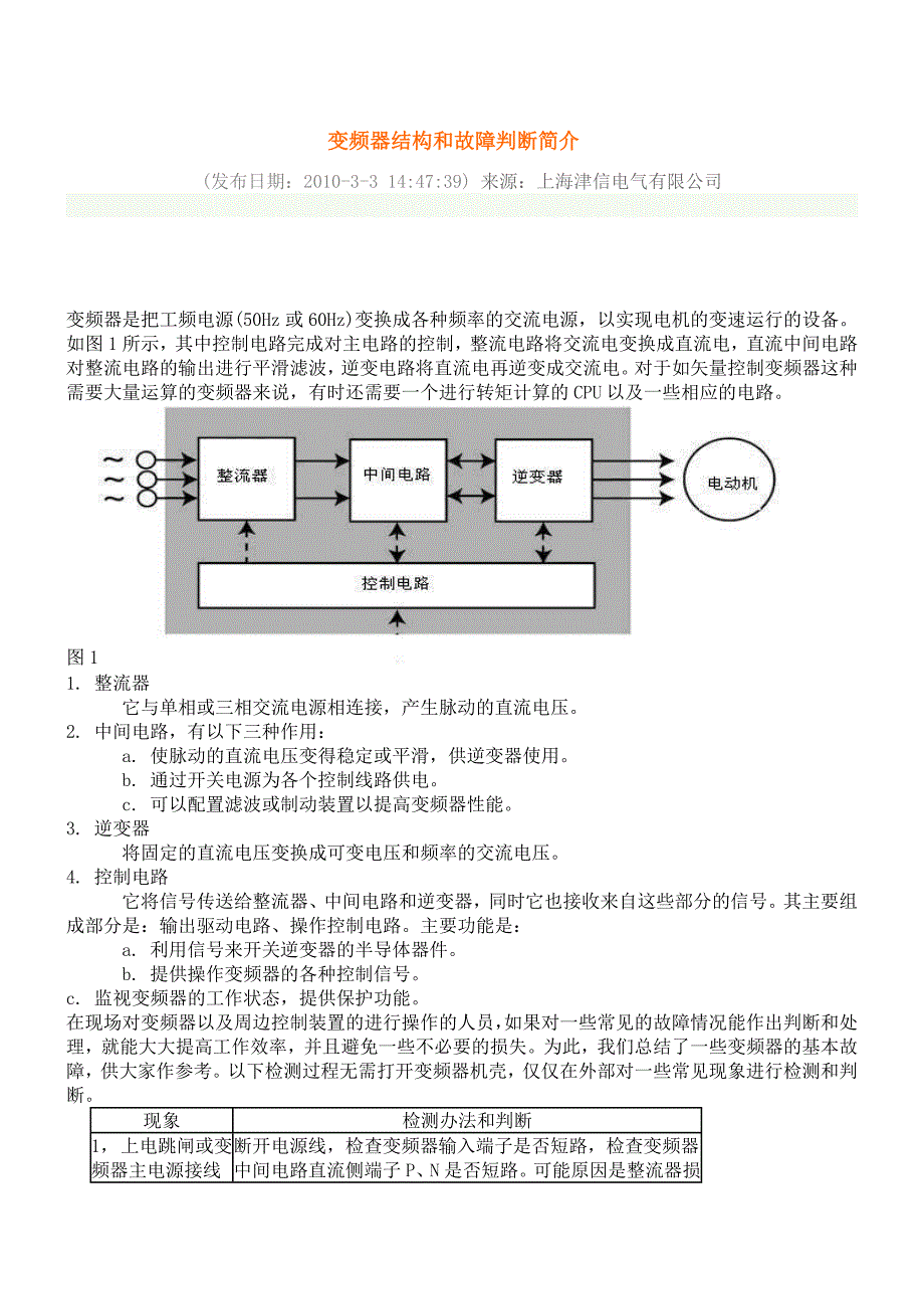 变频器结构和故障判断简介_第1页