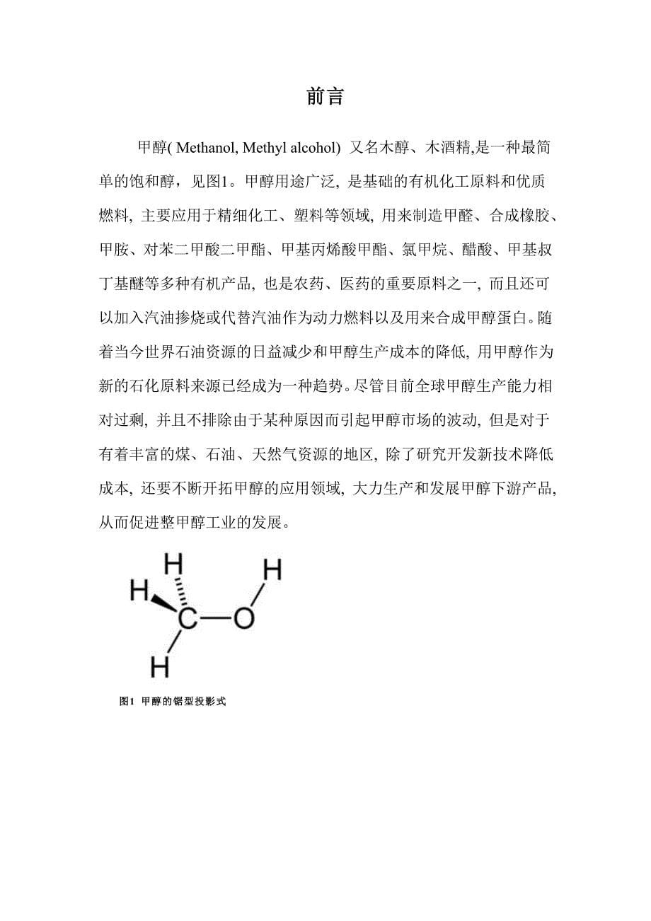 甲醇的生产工艺流程设计论文_第5页