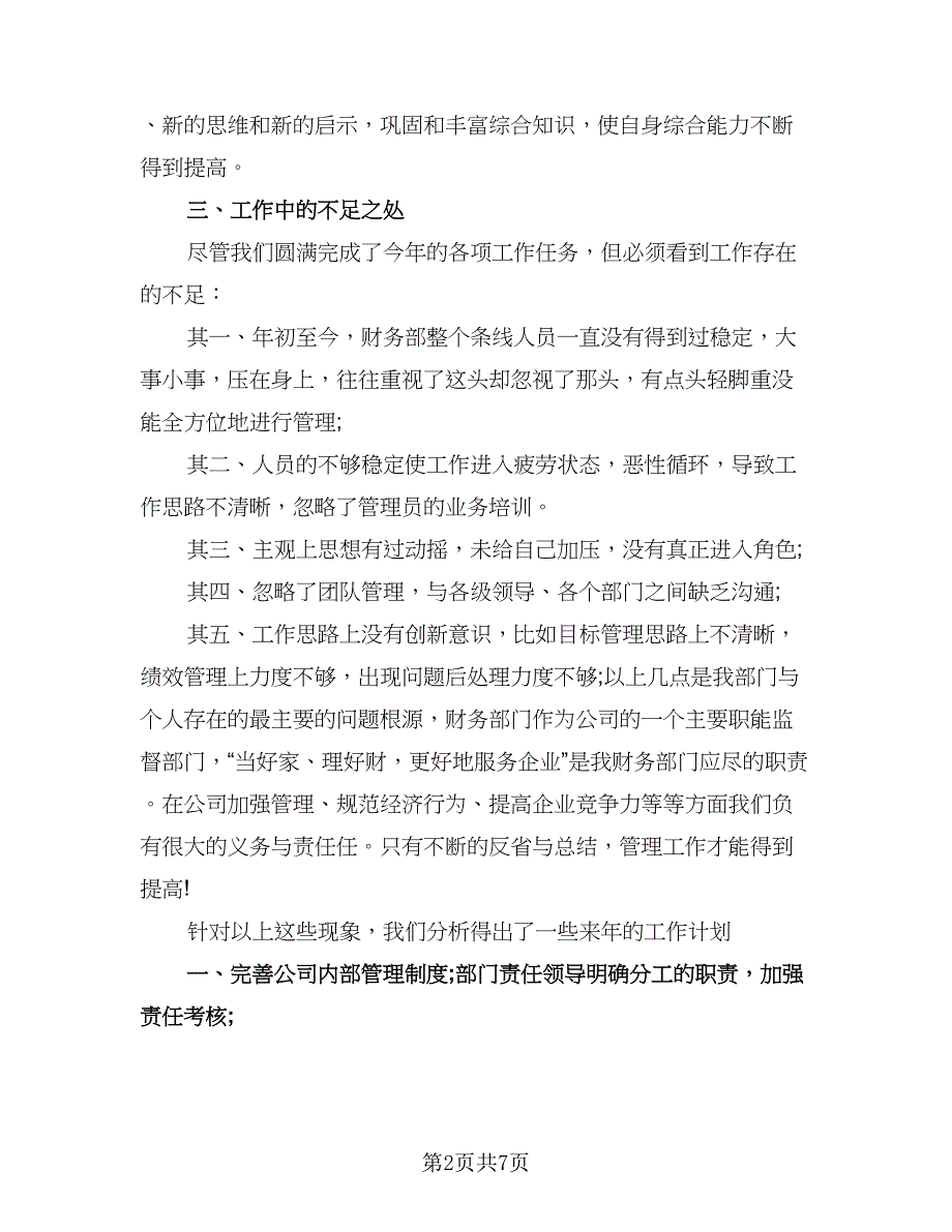 财务工作年度个人总结标准模板（2篇）.doc_第2页