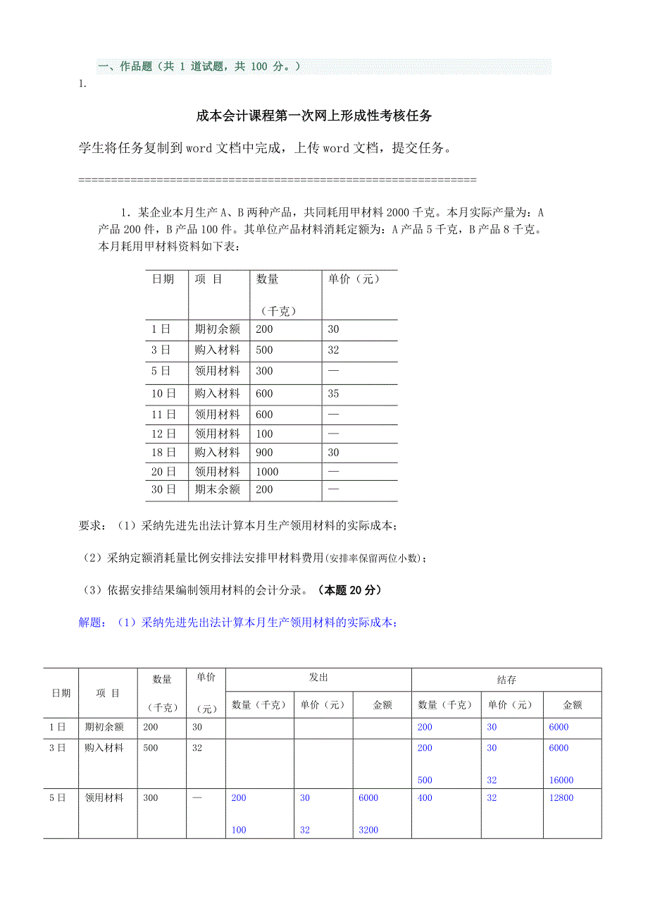 成本会计课程第一次网上形成性考核任务[1]_第1页