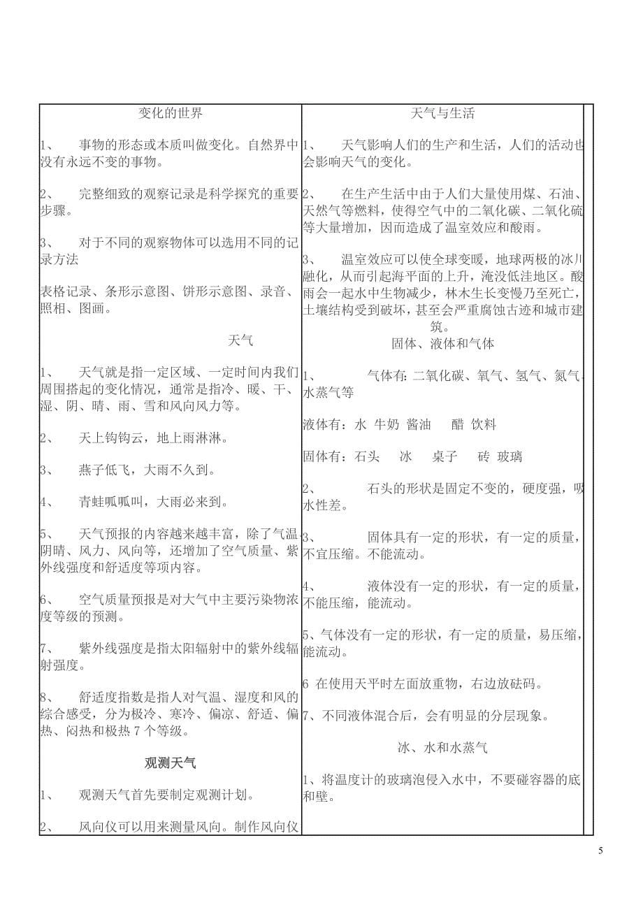 冀教版小学四年级科学下册复习题大全-附有答案_第5页