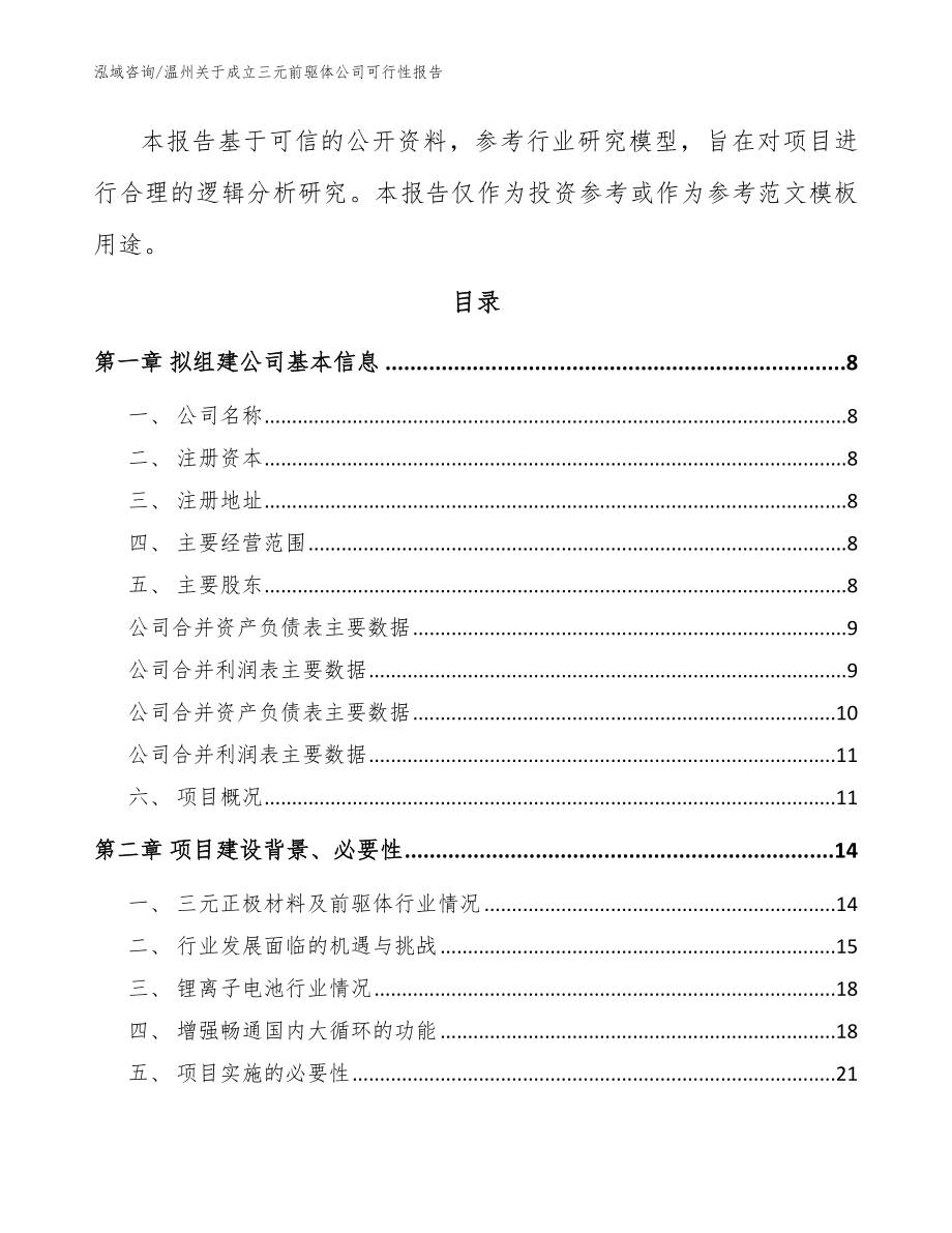 温州关于成立三元前驱体公司可行性报告_范文_第3页