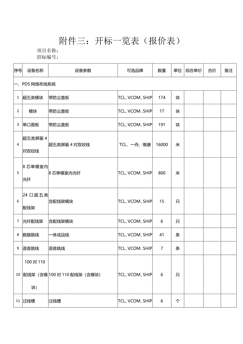 附件三开标一览表（报价表）_第1页