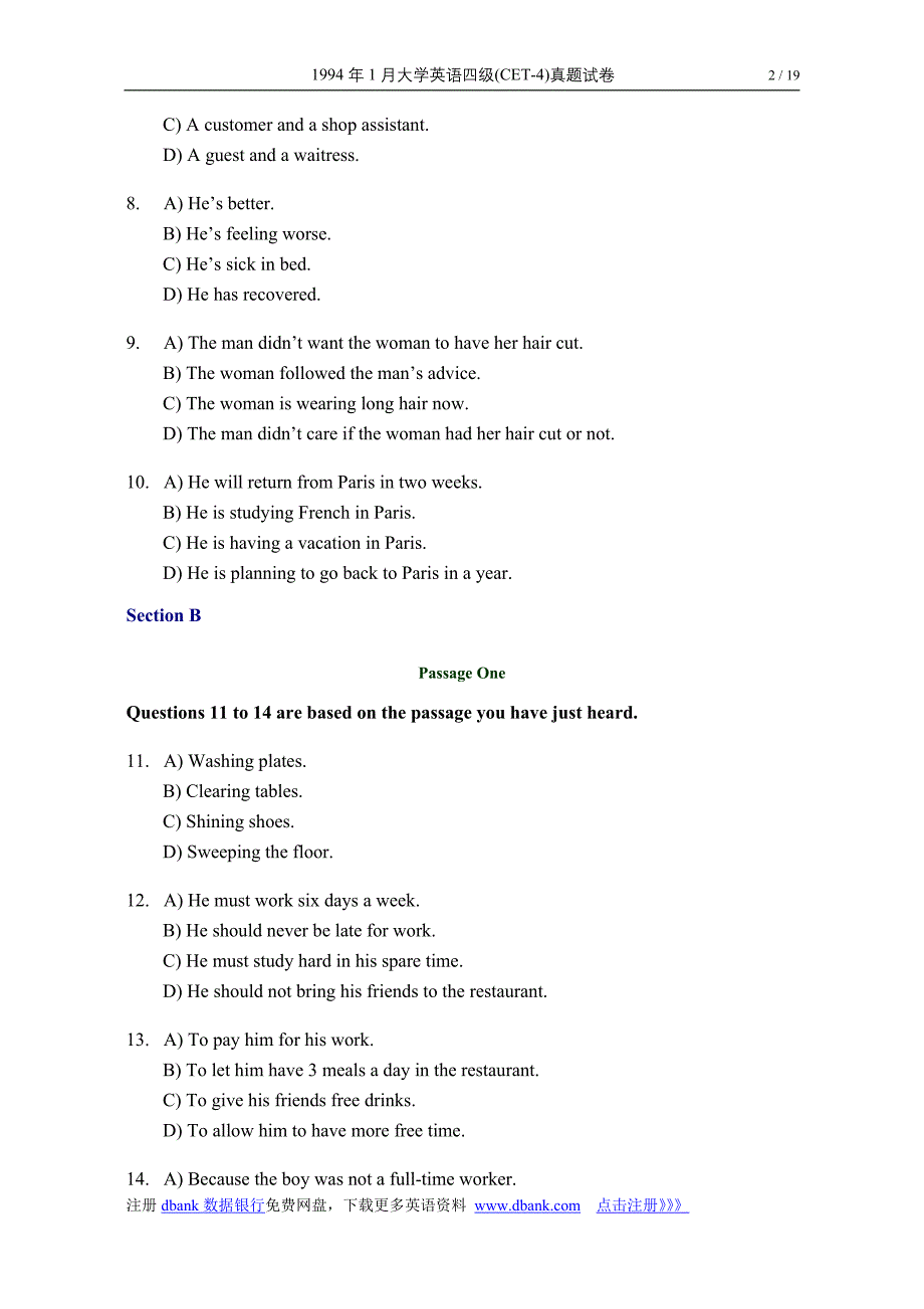1994年1月大学英语四级真题及答案_第2页