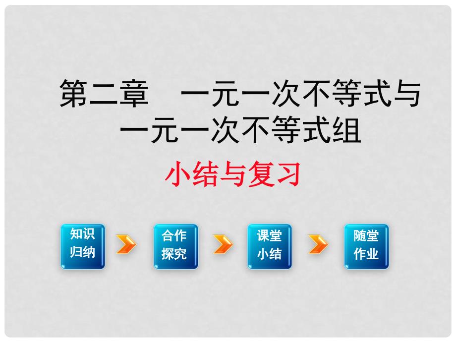 八年级数学下册 2 一元一次不等式与与一元一次不等式组小结与复习教学课件 （新版）北师大版_第1页