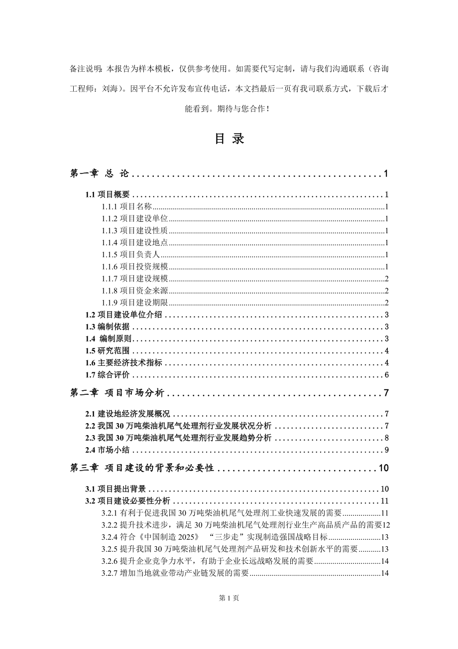 30万吨柴油机尾气处理剂项目可行性研究报告模板_第2页