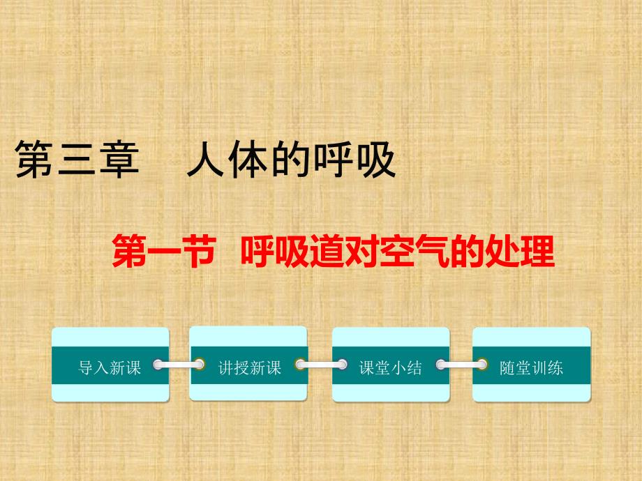 初中七年级生物下册第四单元第三章第一节呼吸道对空气的处理名师优质课件新版新人教版_第1页