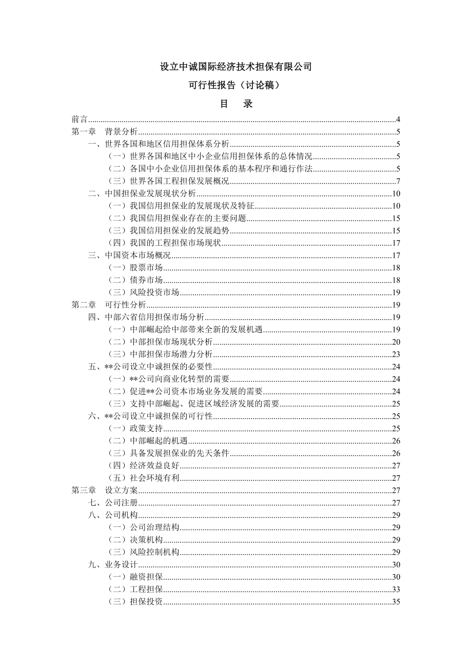 设立中诚国际经济技术担保有限公司可行性研究报告(初稿).doc_第1页