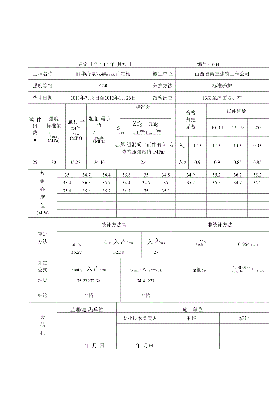 4#楼砼强度统计评定表17_第4页