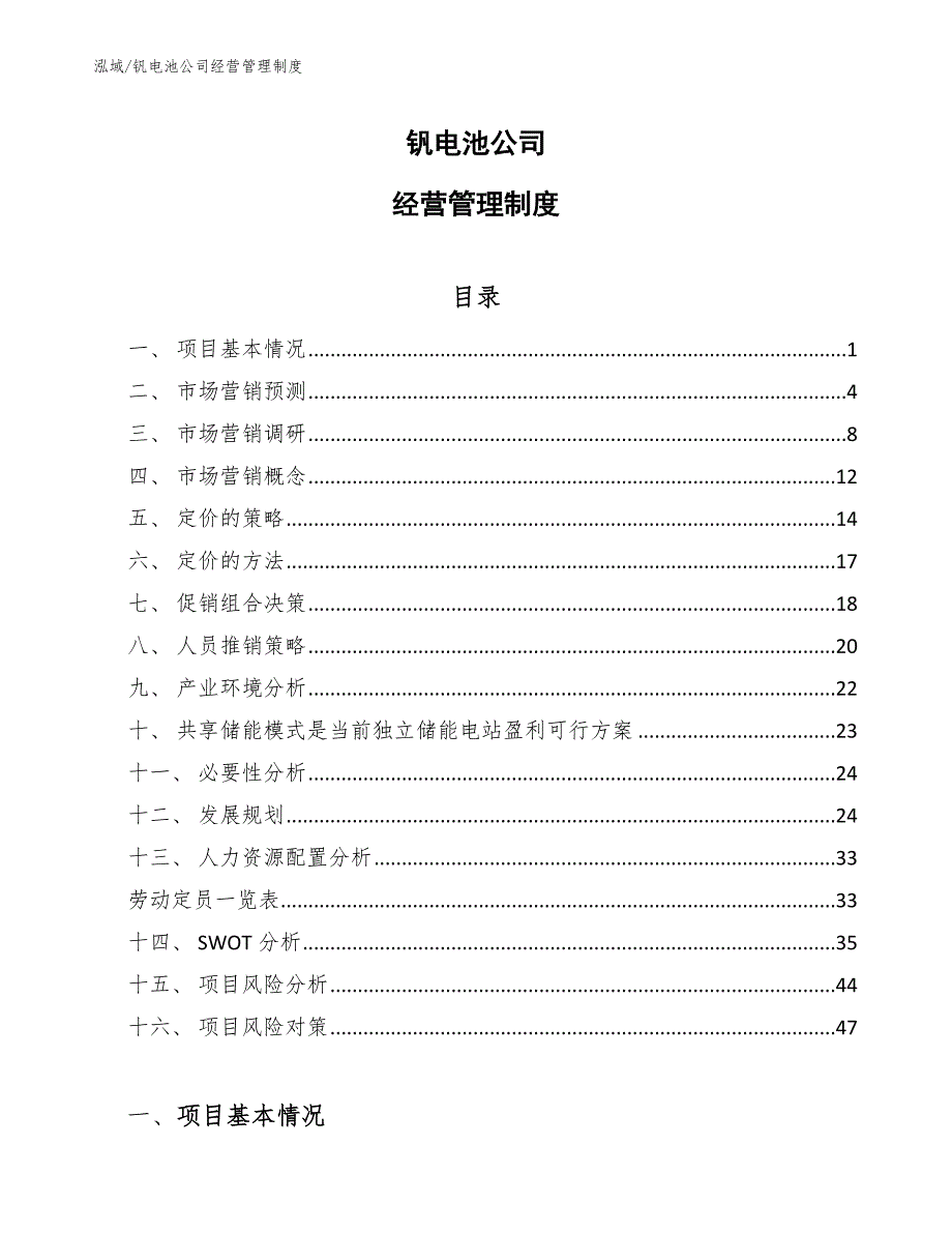 钒电池公司经营管理制度【参考】_第1页