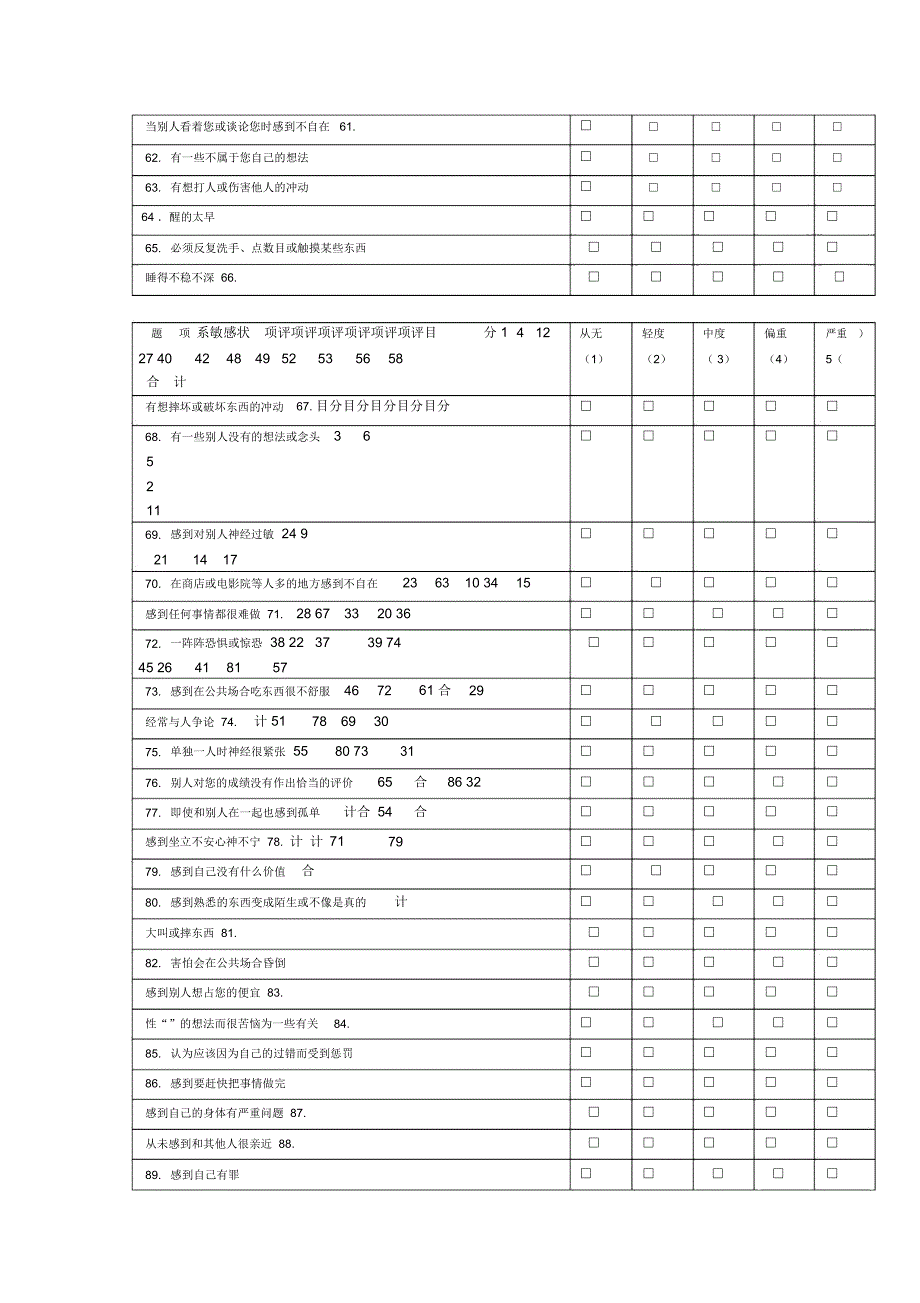 SCL症状自评量表_第3页