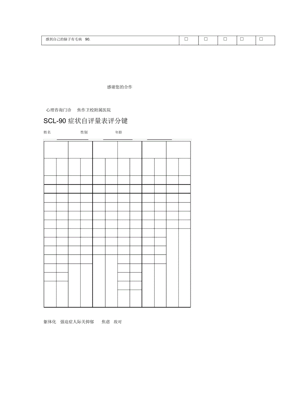 SCL症状自评量表_第4页