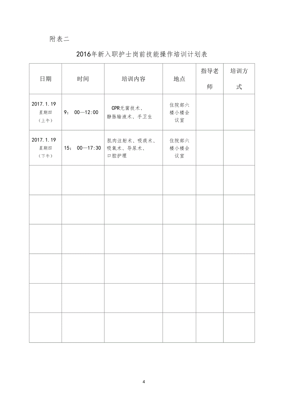 17年新进护士岗前培训计划_第4页