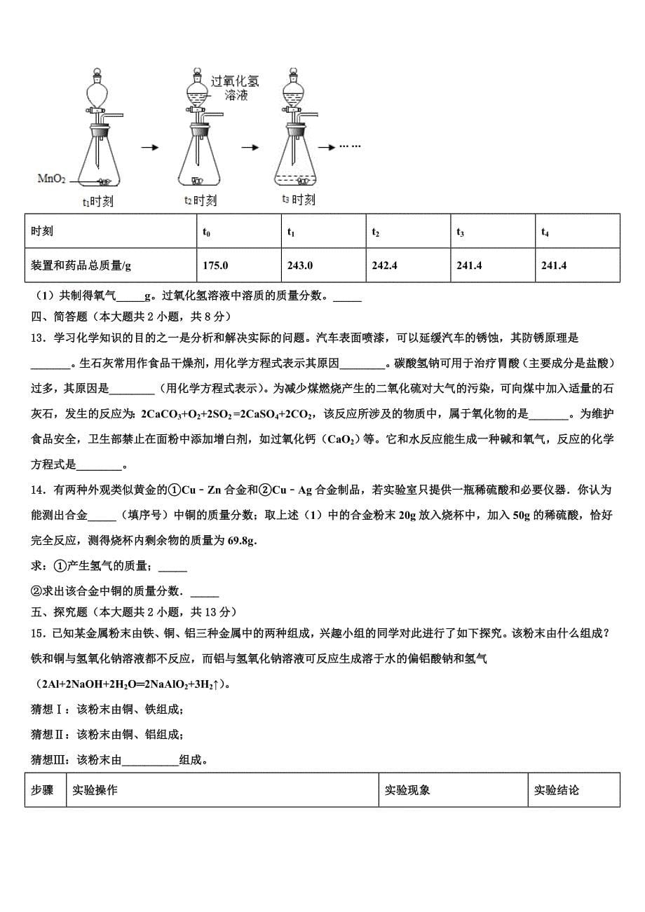 2023届西宁市重点中学中考化学模拟预测题含解析_第5页