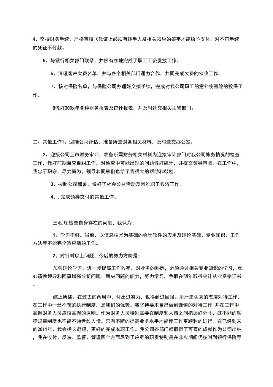 财务会计出纳工作总结报告_第2页