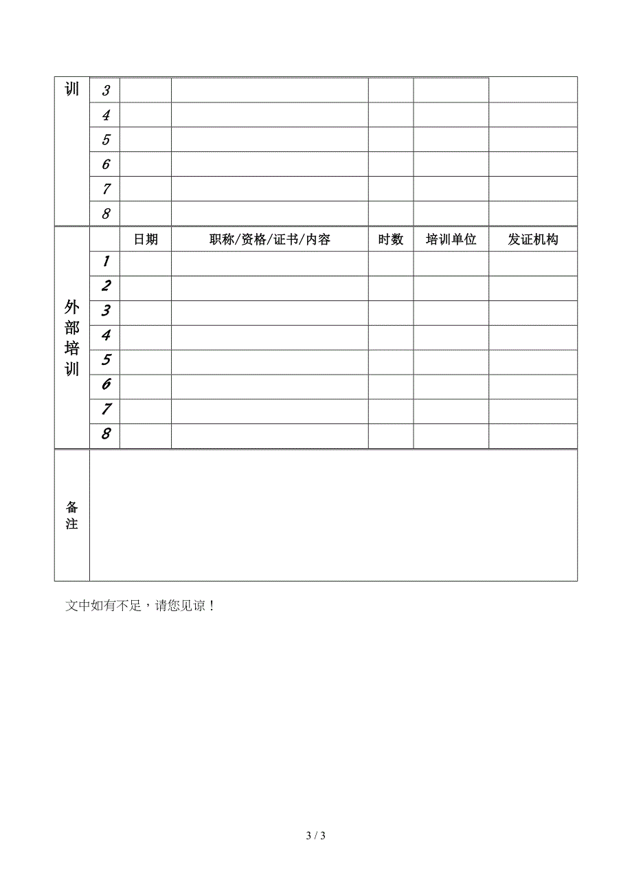 员工培训记录表(新)_第3页