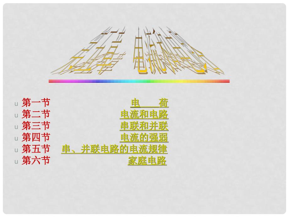 云南省大理州苗尾九年制学校八年级物理《第五章电流和电路》复习课件 人教新课标版_第1页