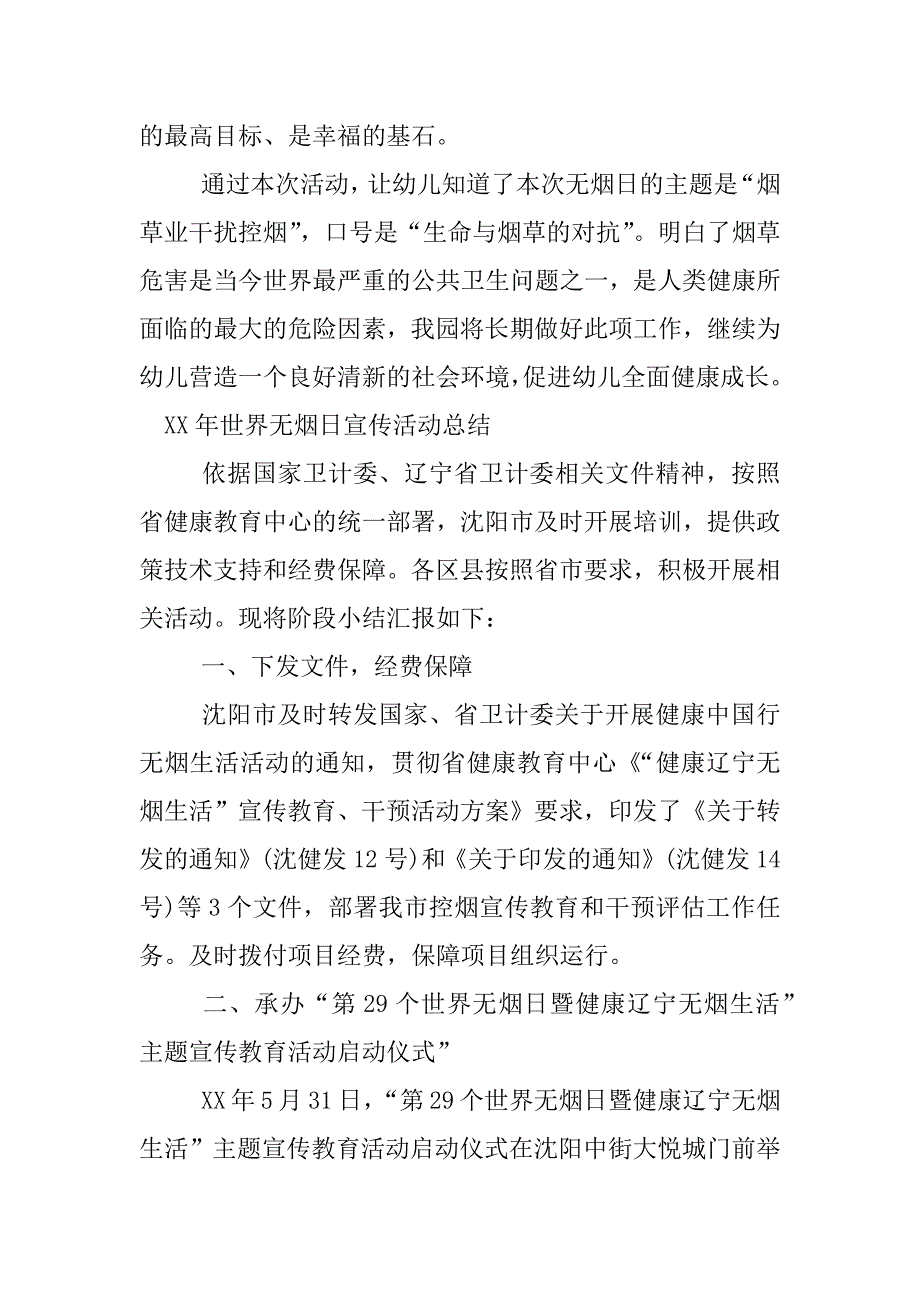 XX年世界无烟日宣传活动总结_第3页