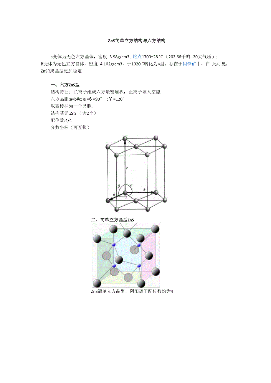 ZnS简单立方结构与六方结构_第1页