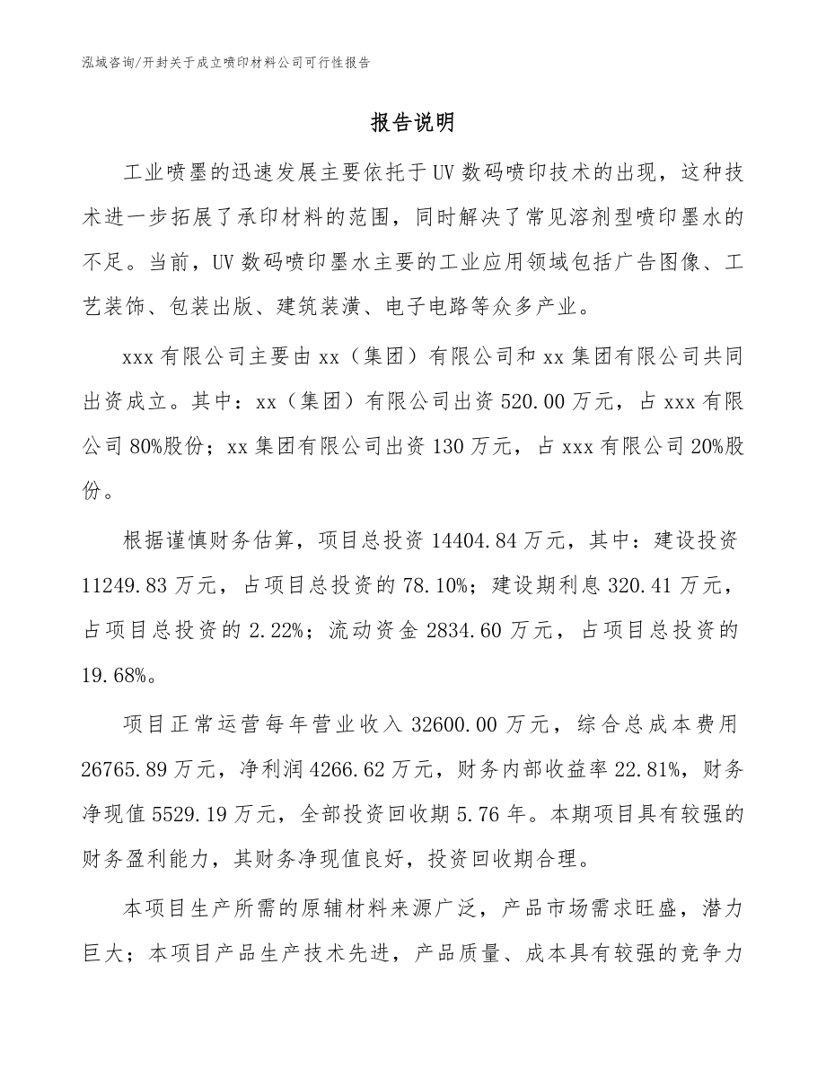 开封关于成立喷印材料公司可行性报告模板范本_第2页