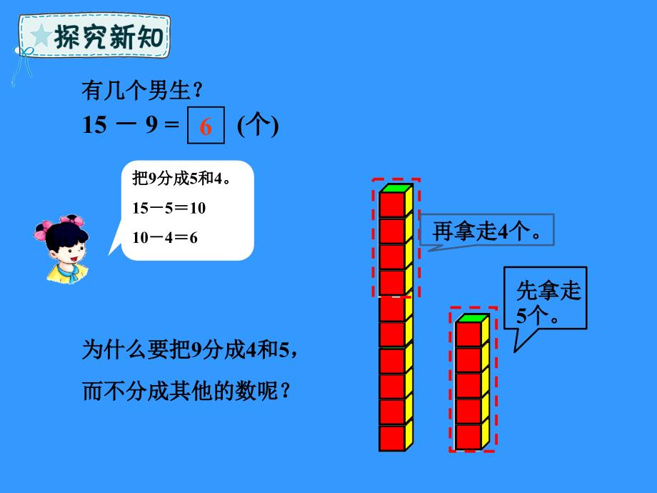 一年级数学下册第1章逛公园20以内的退位减法1.1十几减九六三制ppt课件_第4页