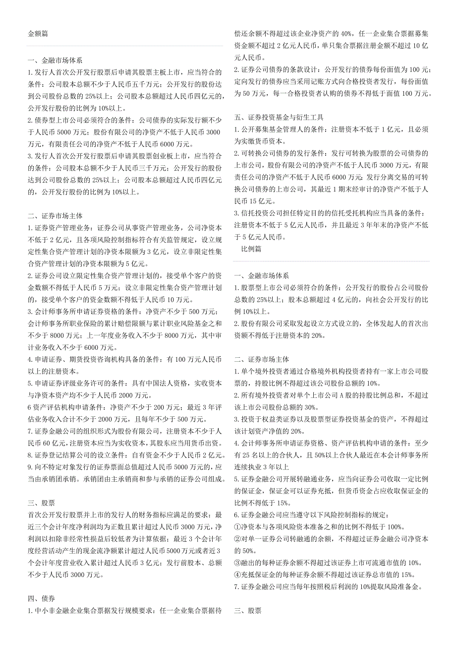 证券从业资格考试金融基础知识数字总结(全)_第1页