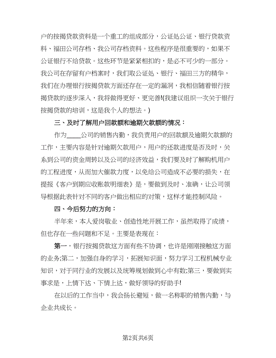 销售内勤行业工作总结例文（二篇）.doc_第2页