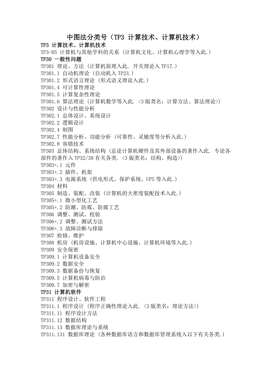 中图法分类号(TP3 计算技术、计算机技术)(精品)_第1页
