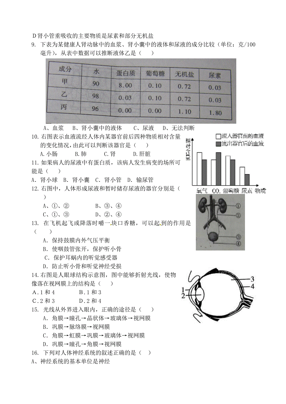 精选类山东省临清市京华中学202x七年级生物下学期第二次单元综合测试试题新人教版_第2页