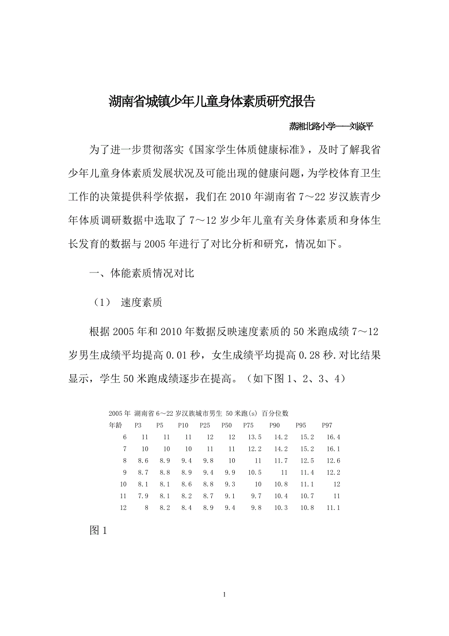 湖南省城镇少年儿童身体素质研究报告MicrosoftWord文档[1]_第1页