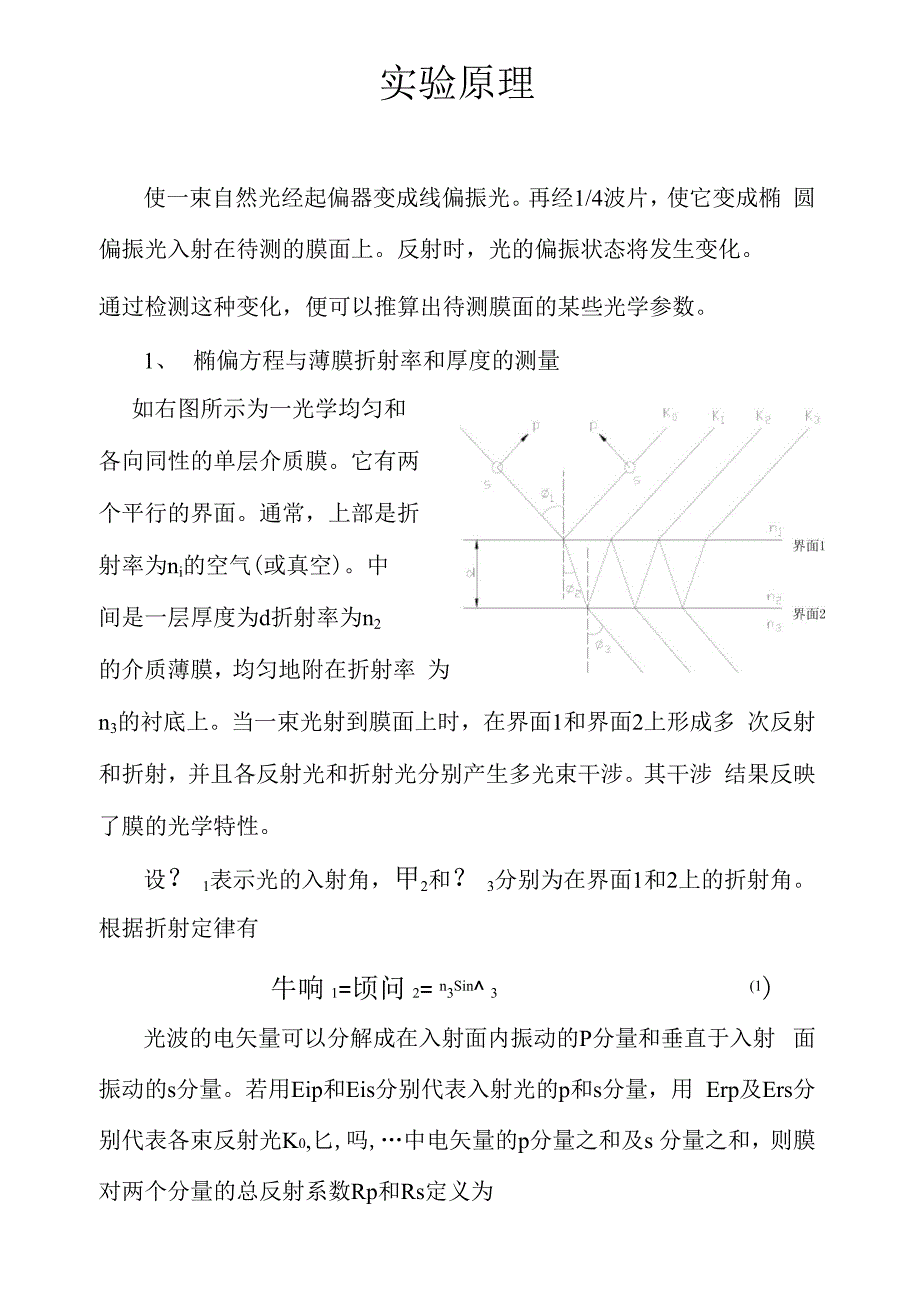 椭圆偏振侧厚仪实验原理_第1页