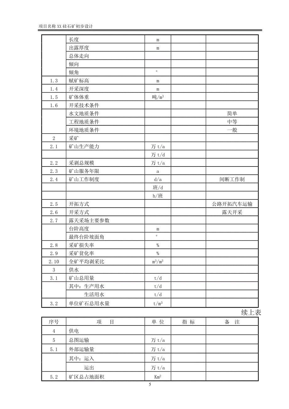 某硅石矿初步--设计方案说明书--学位论文_第5页