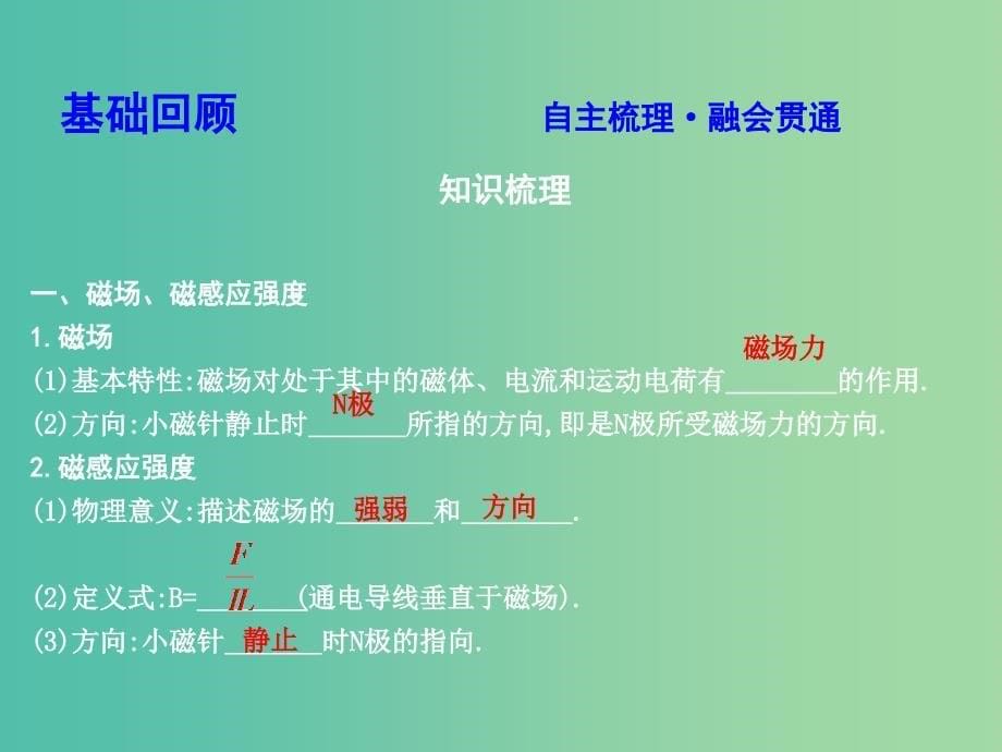 2019年高考物理总复习第九章磁场第1课时磁场及磁吃电流的作用课件教科版.ppt_第5页