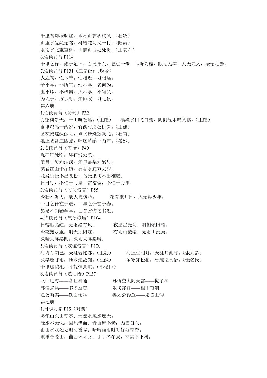 人教课标版一到六年级日积月累集锦_第2页