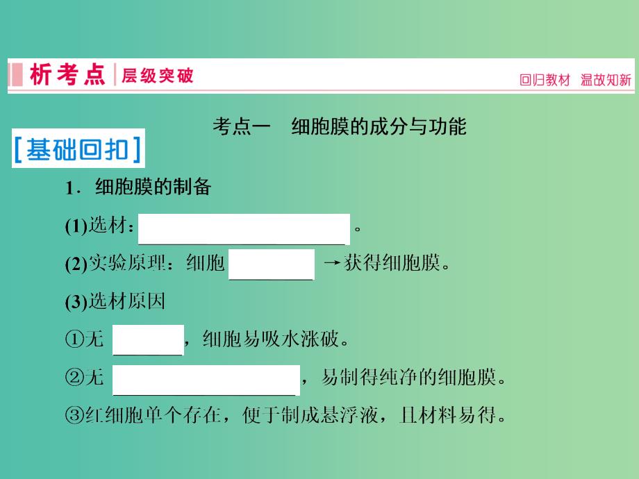 2019届高考生物一轮复习 第二单元 细胞的基本结构和物质运输功能 第5讲 细胞膜与细胞核课件 新人教版.ppt_第3页